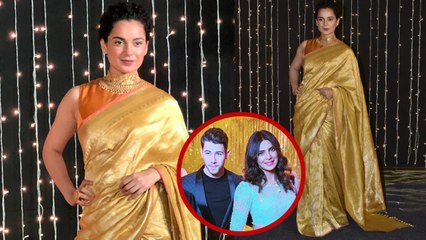 Priyanka Chopra & Nick Jonas Reception: Kangana Ranaut stuns in Golden Banarasi Saree | Boldsky