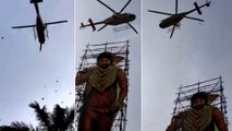 Flower Shower Through Helicopter For Yash's Cut Out | KGF Movie | filmibeat Malayalam