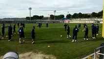 Último entrenamiento del Real Zaragoza antes del partido contra el Extremadura