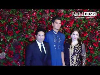 Sachin Tendulkar with his family at Ranveer and Deepika Reception