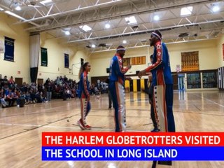 لقطة: كرة سلّة: هارلم غلوبتروترز يُفاجئ تلاميذ مدرسة للصُمّ في لونغ آيلاند