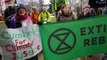 Climate activists Extinction Rebellion campaign outside BBC