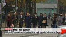Fine dust levels high nationwide, dusty air expected to recover on Sunday