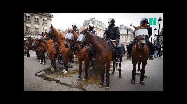 À Paris, des policiers à cheval ont encadré les gilets jaunes