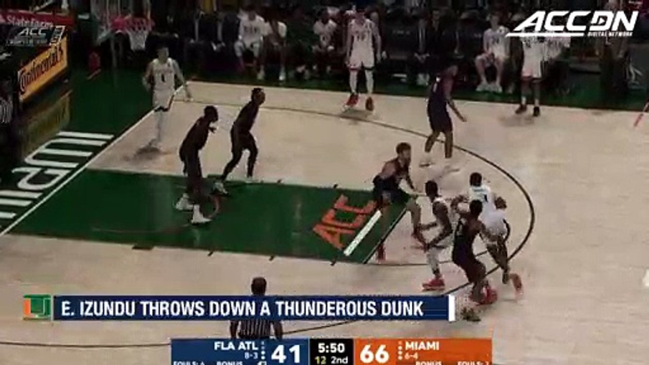 Miami's Ebuka Izundu Rocks The Rim With A Monster Dunk Against FAU