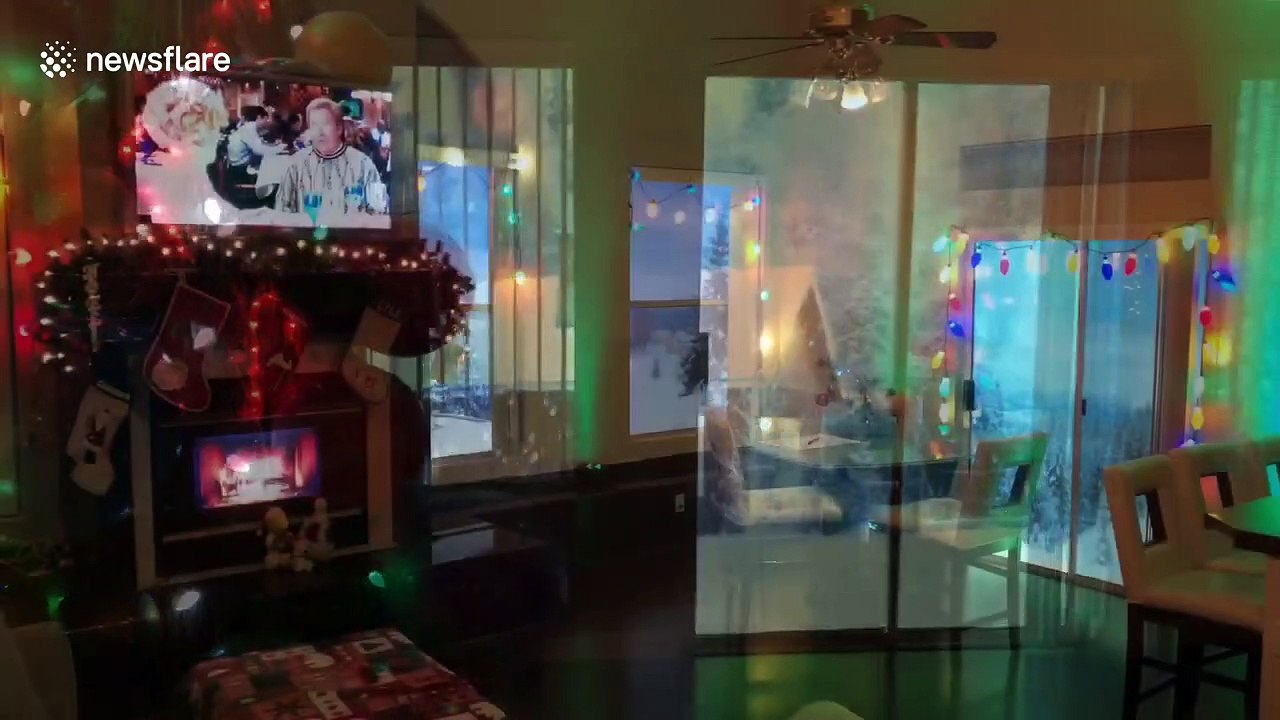 Dad creates winter wonderland in the Las Vegas desert using projectors