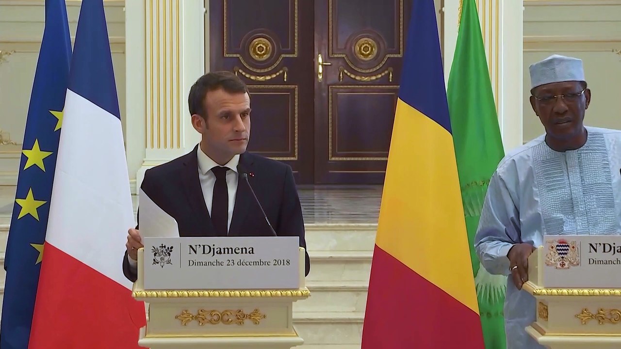 Conférence conjointe du Président de la République, Emmanuel Macron, et de Idriss Déby, Président Du Tchad