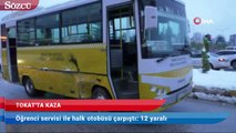 Kavşakta, öğrenci servisi ile halk otobüsü çarpıştı: 12 yaralı