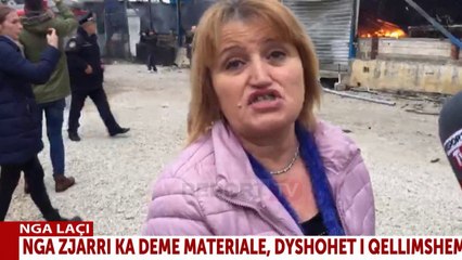Report TV - Zjarri në Laç, tregtarja: Shkak problemet me pronësinë, kërcënonin se do e digjnin