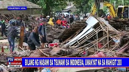 Bilang ng nasawi sa tsunami sa Indonesia, umakyat na sa mahigit 200