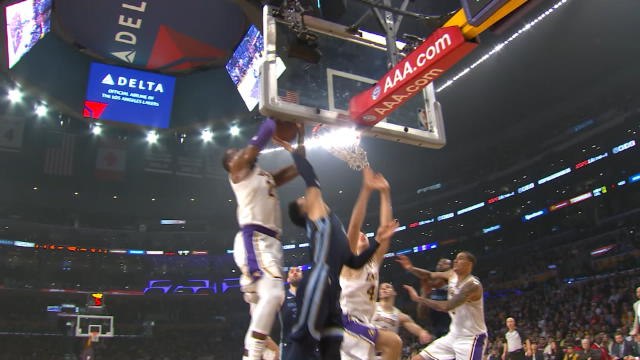 LeBron bodies Dillon Brooks on the block