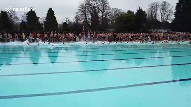 UK swimmers brave icy cold waters in Christmas Day plunge