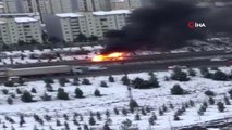 Başkent'te Servis Minibüsü Alev Alev Yandı