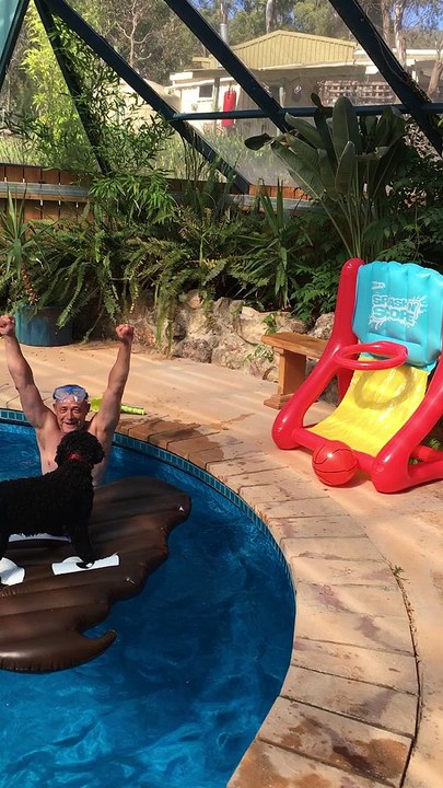 Dog Nails Basketball Shot on Pool Floatie