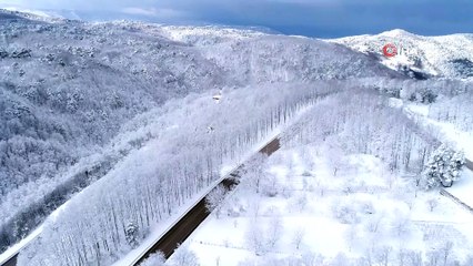 Uludağ’a kar yağdı, ortaya çıkan güzellik havadan böyle görüntülendi