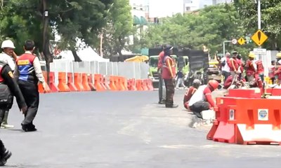 Uji Coba Jalan Raya Gubeng Tunggu Pemasangan Dinding Penguat
