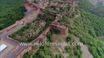 Amer Fort, Rajasthan- fantastic aerial view of principal attraction in Jaipur