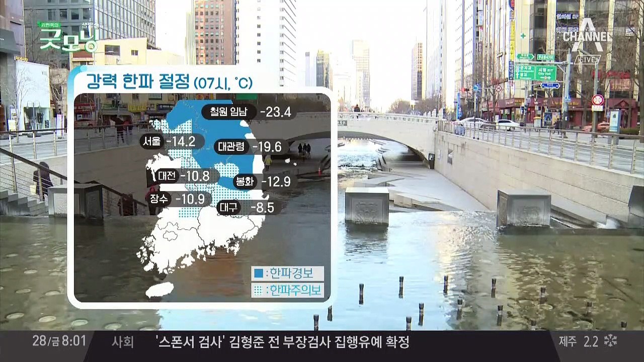 한파 절정, 낮에도 중부 영하권