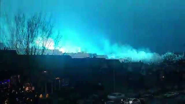 New York Skyline Turns Blue After Transformer Explosion