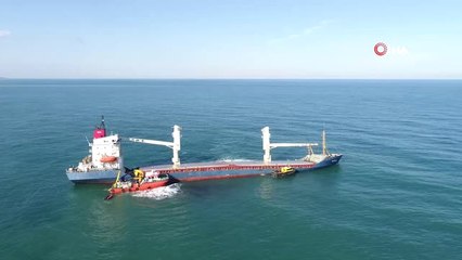 Şile'de Karaya Oturan Gemiyi Kurtarma Çalışmaları Havadan Görüntülendi