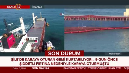 Şile'de gemi karaya oturdu