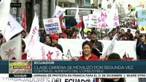 Trabajadores de Ecuador se movilizan en rechazo al alza de la gasolina