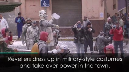 Flour, eggs and fireworks form part of unusual 'coup'