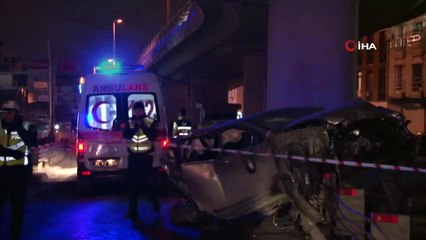 Uygulamadan kaçtığı ileri sürülen otomobil viyadükten düştü: 1'i ağır, 3 yaralı