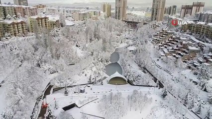 Ankara'da Kartpostallık Kar Manzaraları Havadan Görüntülendi