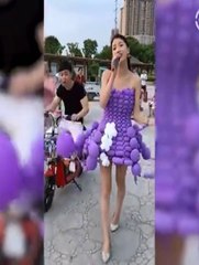 A skirt made with balloons