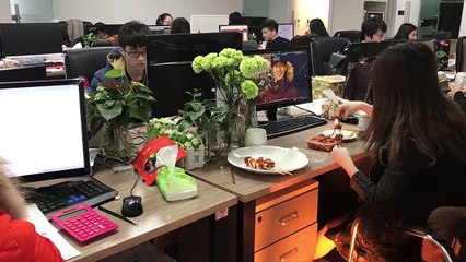 Cooking office. Grilled meat with heating fan
