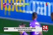 ¿Cuál es el pedido especial de Farfán en sus vacaciones?