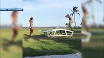 Neymar joue au teqball avec une célèbre instagrameuse au Brésil