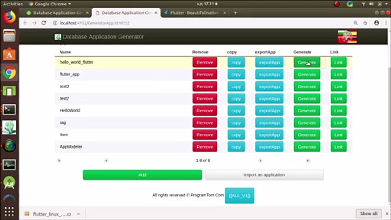 Flutter Database Application Generation
