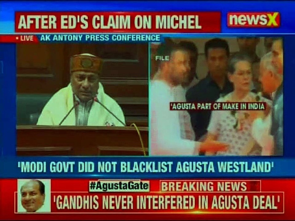 AgustaWestland Chopper Scam: AK Antony defends Gandhis, Devendra Fadnavis attacks Congress