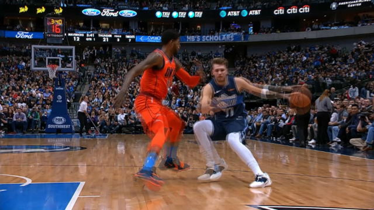 Doncic shows tricky footwork before making layup