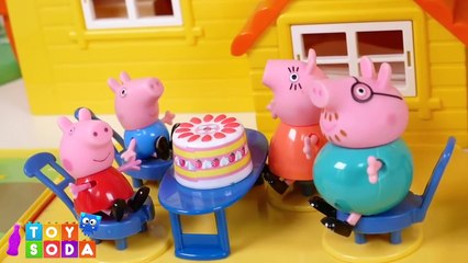 Peppa Pig Family House Television Playground Red Car Toy Soda