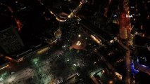 Taksim Meydanında yeni yıl coşkusu havadan görüntülendi