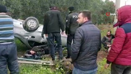 Kontrolden çıktı, takla atarak zeytinliğe uçtu