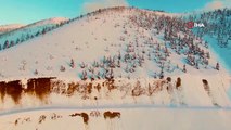 Kahramanmaraş’ta kartpostallık kar manzarası havadan görüntülendi