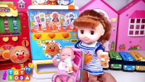 Baby Doll Anpanman Vending Machine Pororo Gas Station Toy Soda