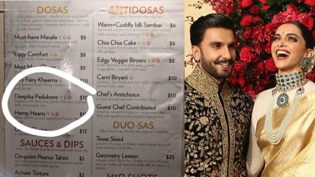 Ranveer Singh is Loving a dosa named on wife Deepika Padukone in a Restaurant in Texas | FilmiBeat