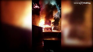 Shed full of fireworks catches fire