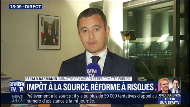 Impôt à la source : Tout est prêt, le mérite en revient aux agents qui travaillent beaucoup explique Gérald Darmanin