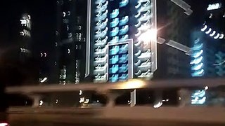 Welcome to Dubai- Night at Highway beautiful view of Burj Khalifa