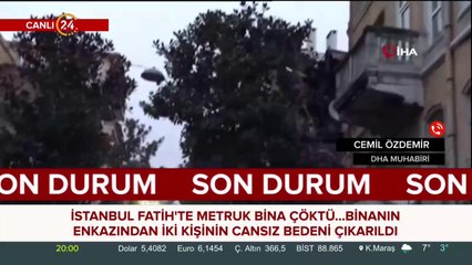 Fatih'te metruk bina çöktü