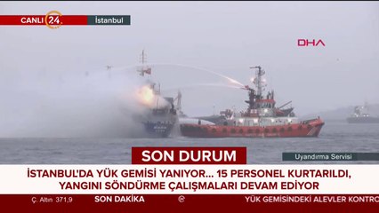İstanbul'da gemi yangını