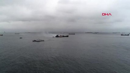 İstanbul- Pendik'te Yanan Geminin Havadan Görüntüleri