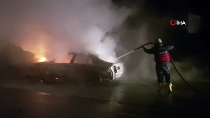 Seyir halindeki otomobil birden alev aldı