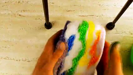 Making a Super Crunchy Rainbow Floam Slime Birthday Cake